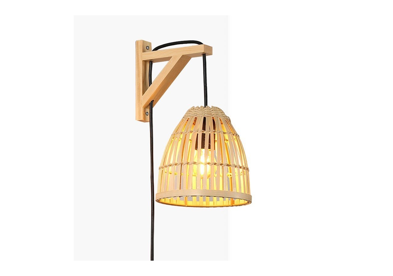 Applique murale en bois avec abat-jour en bambou "CESTA" - LN125-N - Barcelona LED
