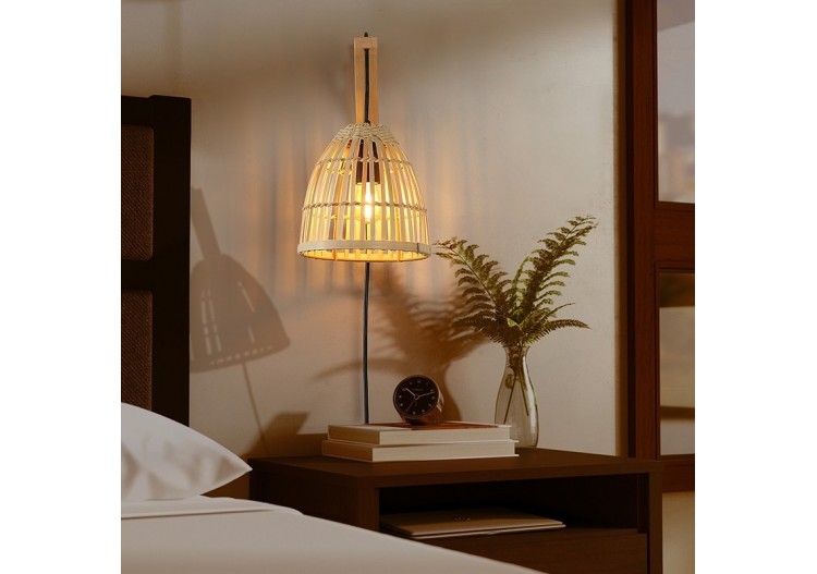 Applique murale en bois avec abat-jour en bambou "CESTA" - LN125-N - Barcelona LED 2