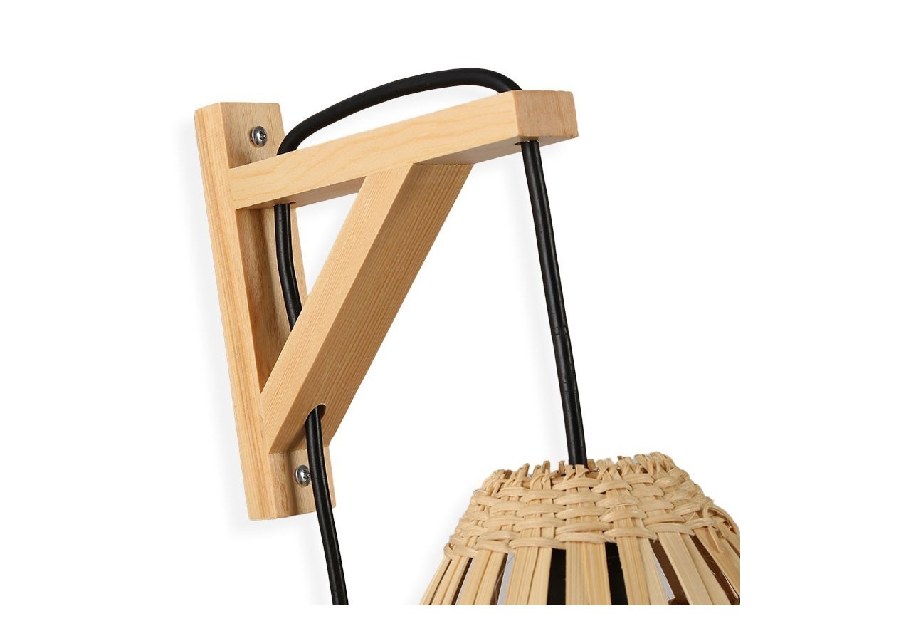 Applique murale en bois avec abat-jour en bambou "CESTA" - LN125-N - Barcelona LED