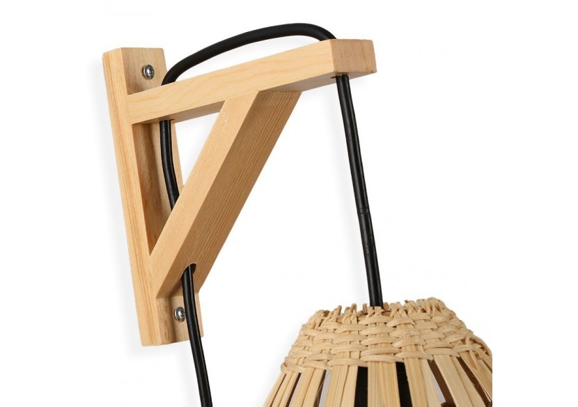 Applique murale en bois avec abat-jour en bambou "CESTA" - LN125-N - Barcelona LED