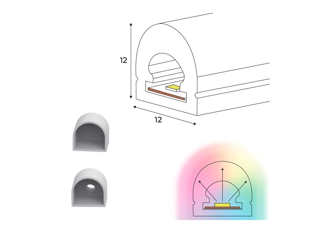 Néon LED flexible RGB-10 mètres-Kit complet-11W/m-IP67-À courbure verticale - N1212-10M-RGB - Barcelona LED