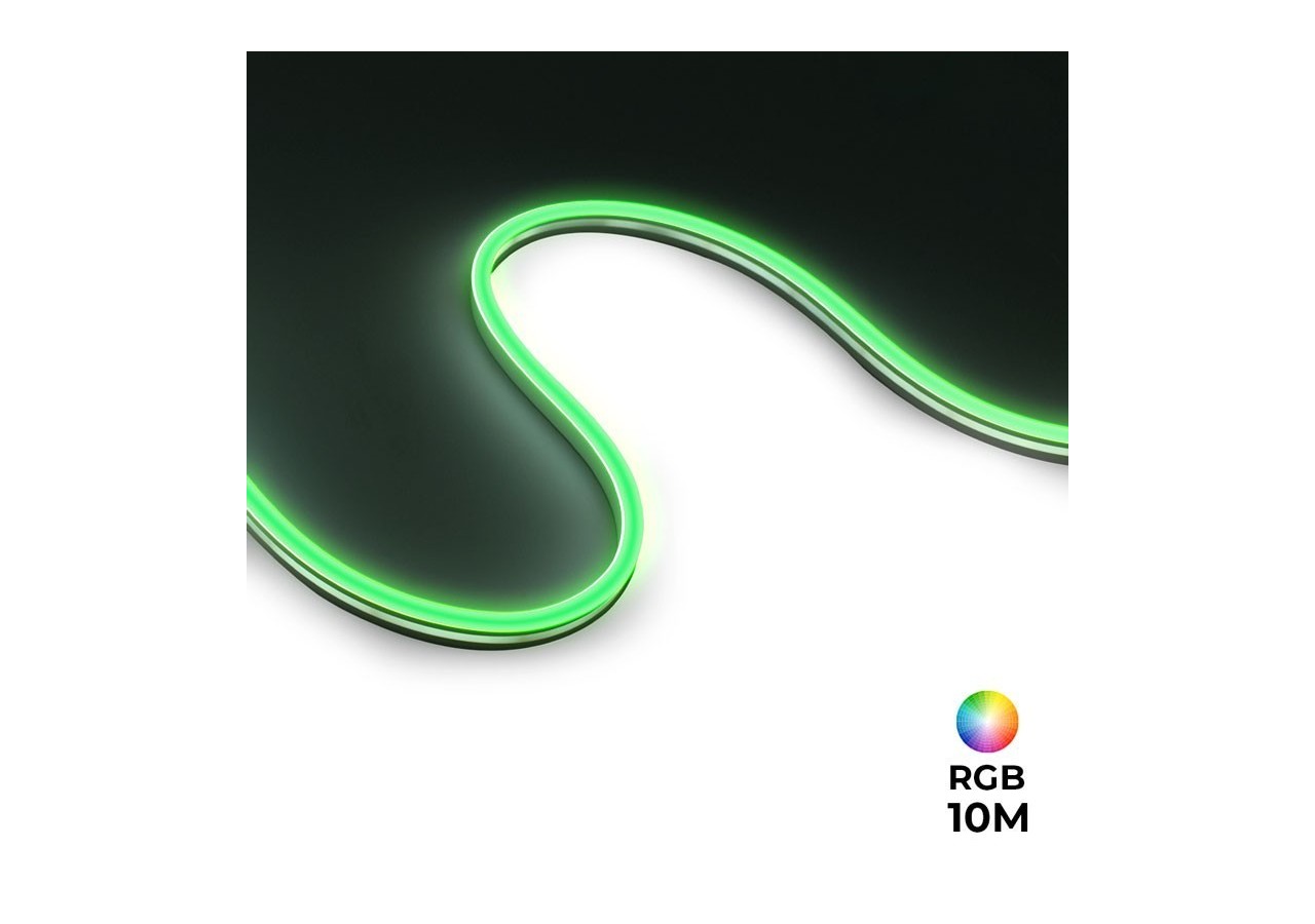 Néon flexible LED RGB 24V DC- 10 mètres-Kit complet-11W/m-IP67-À courbure latérale - N1018-10M-RGB - Barcelona LED