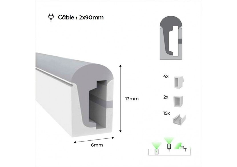 Néon LED flexible RGB-5 mètres-Kit complet-11W/m-IP67-À courbure latérale - N613-5M-RGB - Barcelona LED Néon LED flexible RGB-5 mètres-Kit complet-11W/m-IP67-À courbure latérale - N613-5M-RGB - Barcelona LED