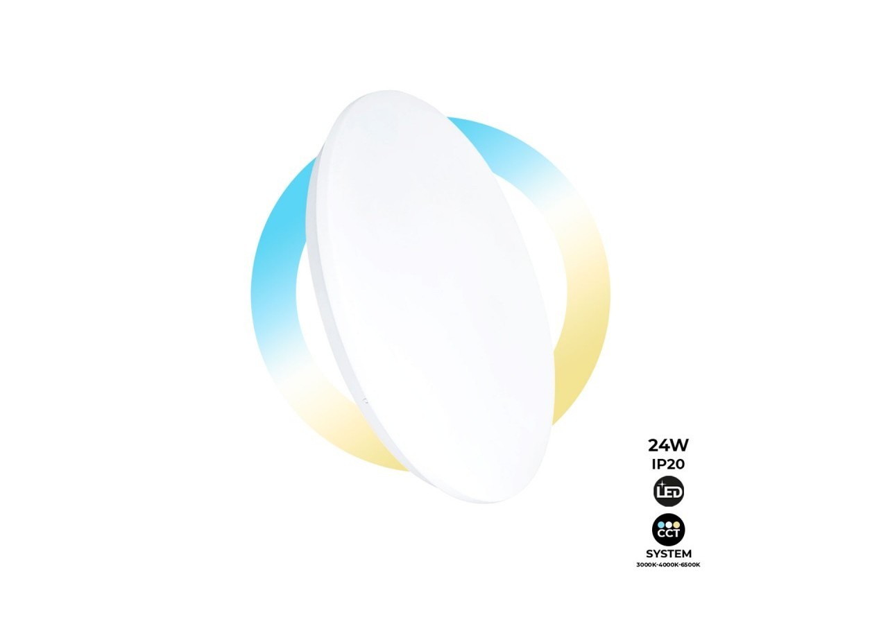 Plafonnier LED rond en saillie LED BASIC 24W IP20 - B1288-R-CCT - Barcelona LED