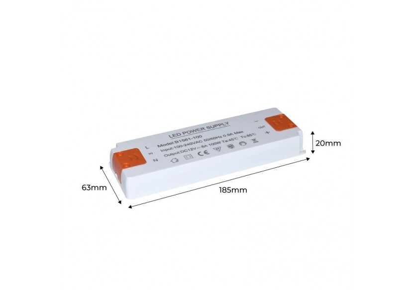 Alimentation LED 12V-100W-IP20 extra plate - B1561-100 - Barcelona LED