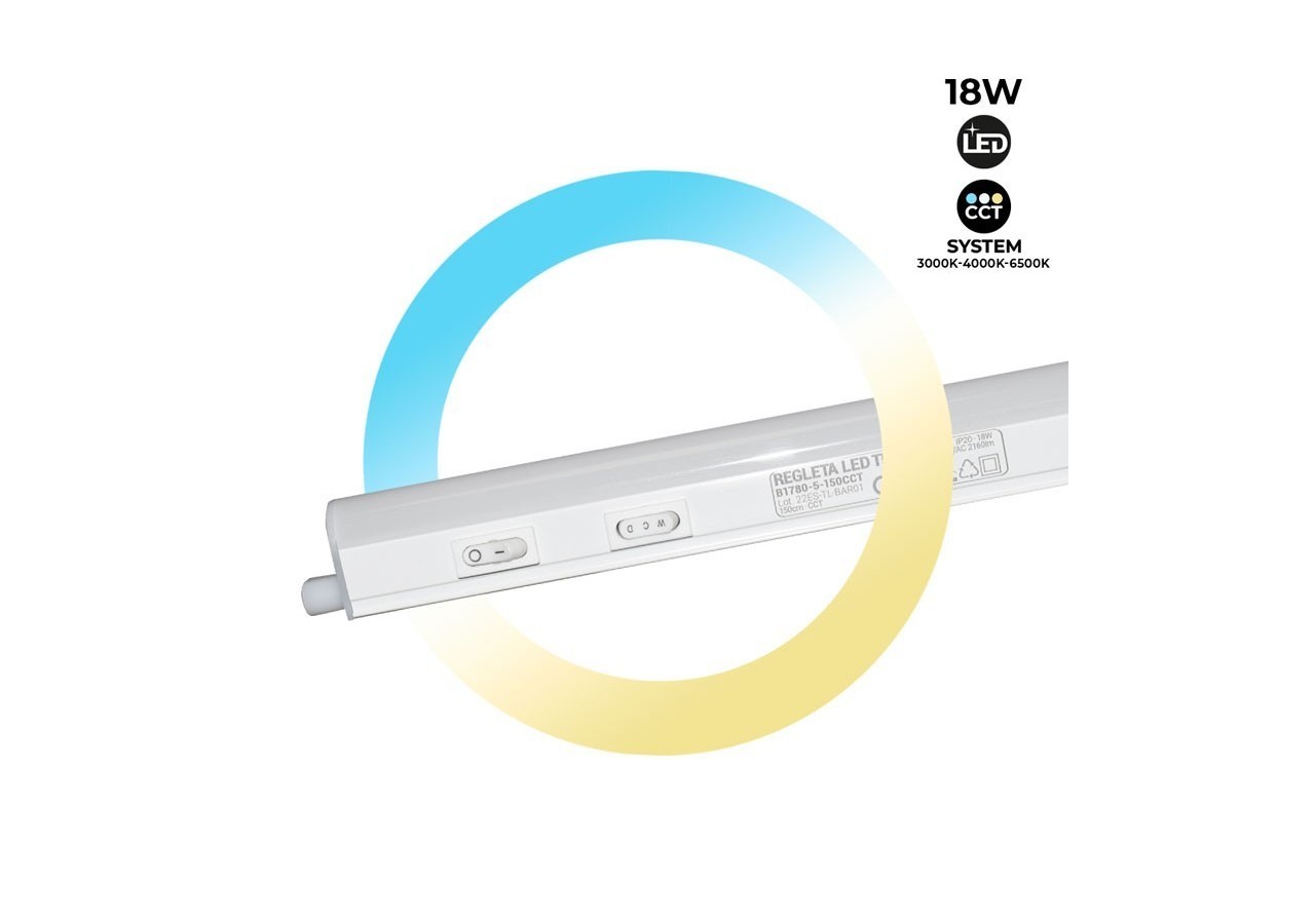 Réglette LED pour dessous de meuble-T5-150 cm-18W opale-CCT - B1780-5-150CCT - Barcelona LED