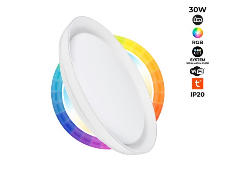 Plafonnier LED rond en saillie SMART RGBW et CCT avec connexion WIFI-30W-IP20 - B1290-R-SMART - Barcelona LED