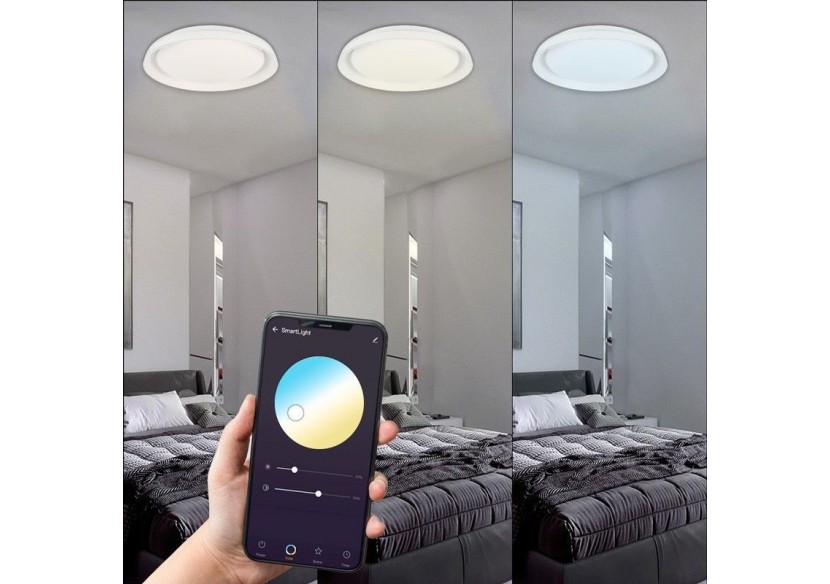 Plafonnier LED rond en saillie SMART RGBW et CCT avec connexion WIFI-30W-IP20 - B1290-R-SMART - Barcelona LED