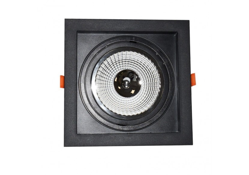 Collerette carrée en polycarbonate pour ampoule QR111 ou AR111-Coupe 155 x 155 mm - B1016-N - Barcelona LED