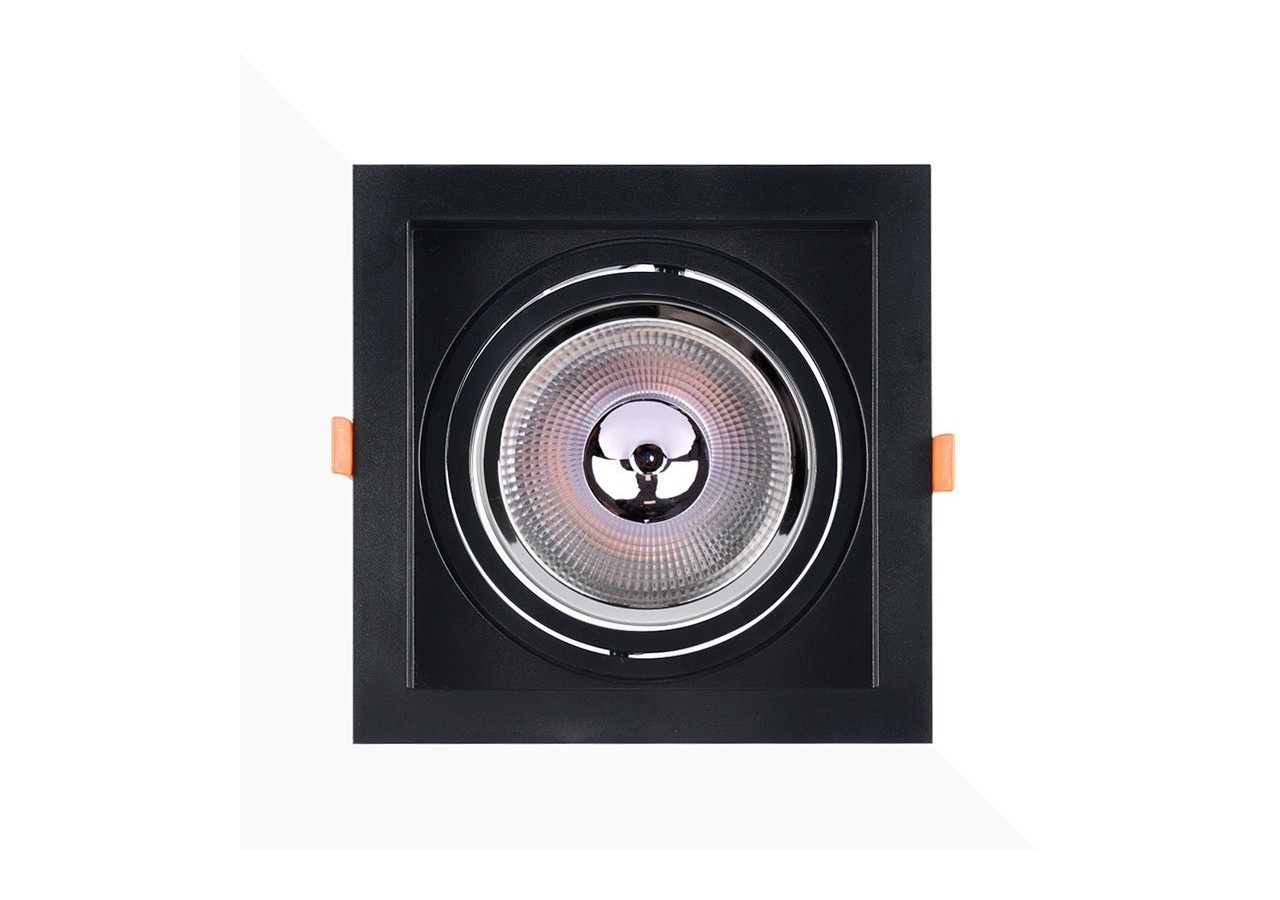 Collerette carrée en polycarbonate pour ampoule QR111 ou AR111-Coupe 155 x 155 mm - B1016-N - Barcelona LED