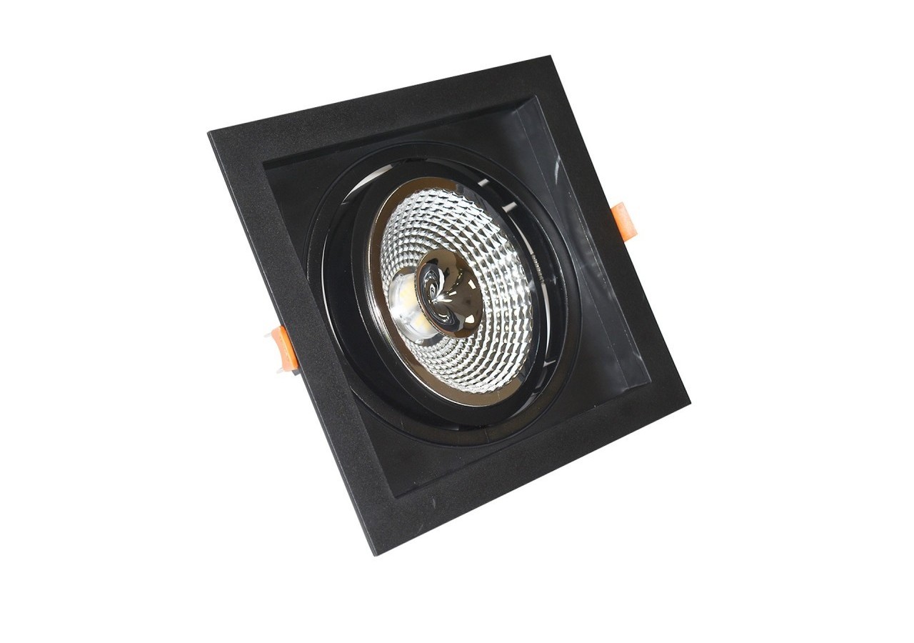 Collerette carrée en polycarbonate pour ampoule QR111 ou AR111-Coupe 155 x 155 mm - B1016-N - Barcelona LED