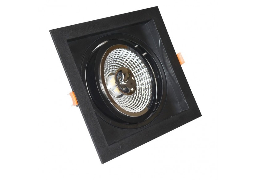 Collerette carrée en polycarbonate pour ampoule QR111 ou AR111-Coupe 155 x 155 mm - B1016-N - Barcelona LED