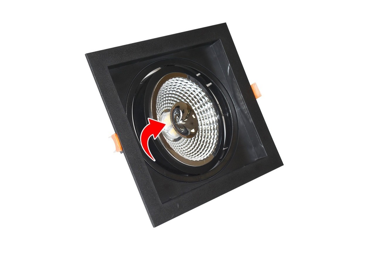 Collerette carrée en polycarbonate pour ampoule QR111 ou AR111-Coupe 155 x 155 mm - B1016-N - Barcelona LED