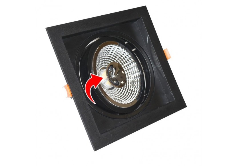 Collerette carrée en polycarbonate pour ampoule QR111 ou AR111-Coupe 155 x 155 mm - B1016-N - Barcelona LED