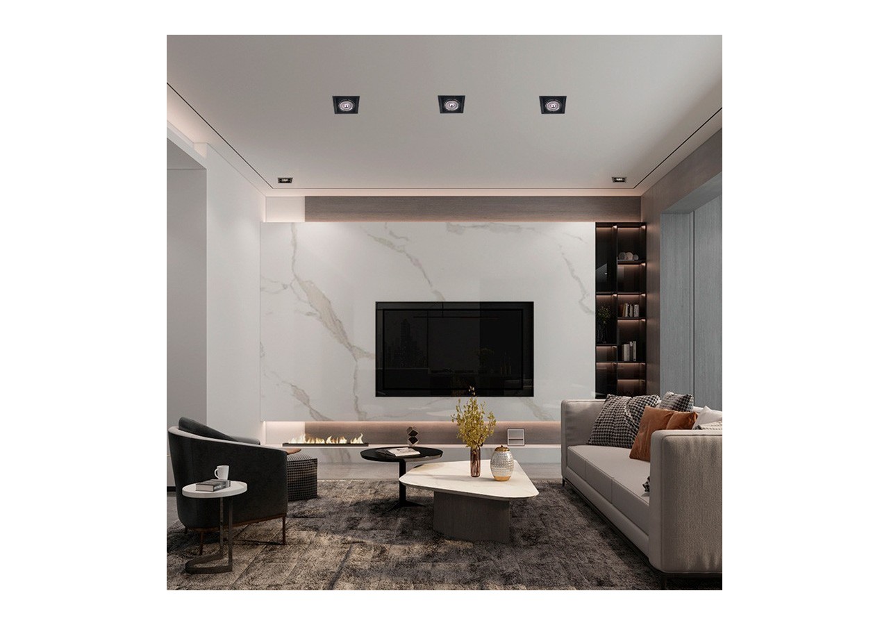 Collerette carrée en polycarbonate pour ampoule QR111 ou AR111-Coupe 155 x 155 mm - B1016-N - Barcelona LED