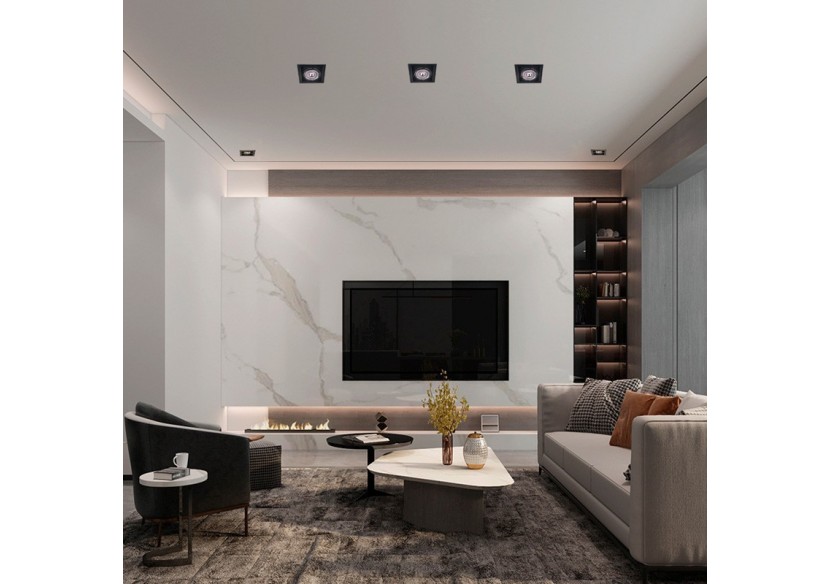 Collerette carrée en polycarbonate pour ampoule QR111 ou AR111-Coupe 155 x 155 mm - B1016-N - Barcelona LED