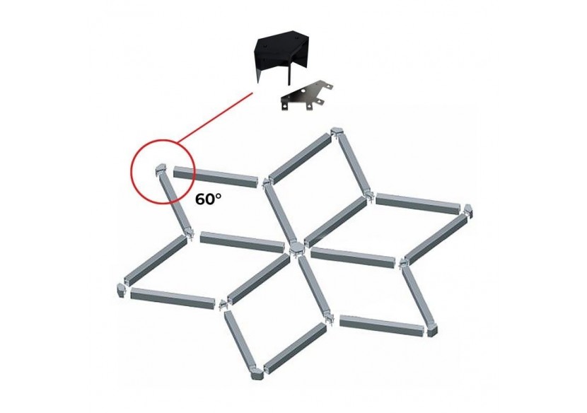 Connecteur d'angle 60 degrés pour suspension LED linéaires-Référence B9010/B9020/B9030 - B9010-160-N - Barcelona LED
