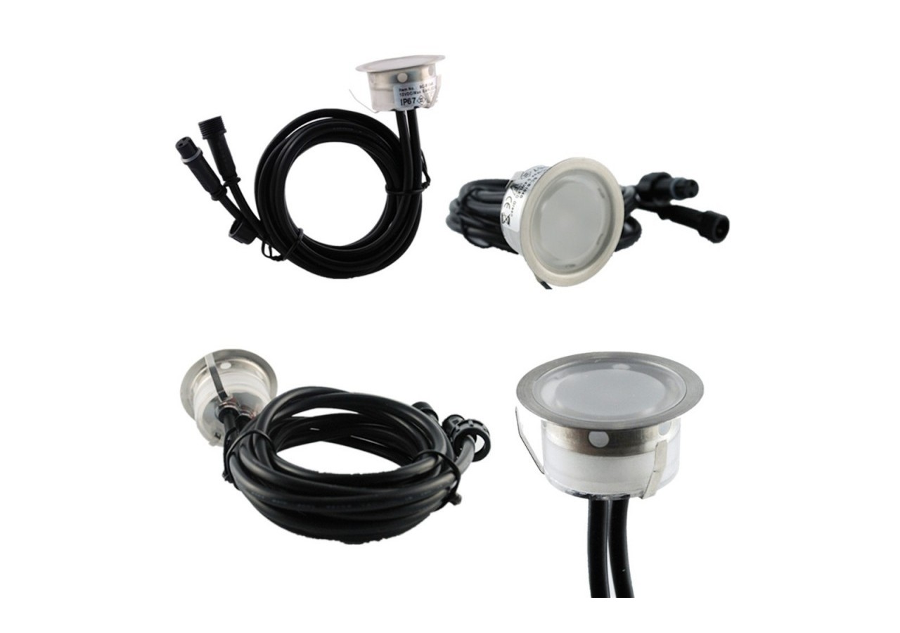 Kit 6 spots LED encastrables au sol diamètre 40x20mm 0,4W 12V-DC IP67 - BA50002-BC - Barcelona LED
