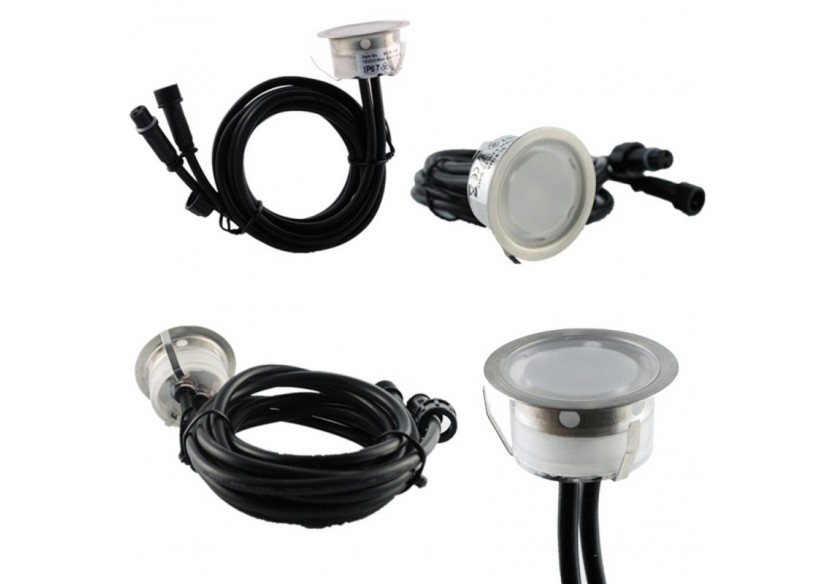 Kit 6 spots LED encastrables au sol diamètre 40x20mm 0,4W 12V-DC IP67 - BA50002-BC - Barcelona LED