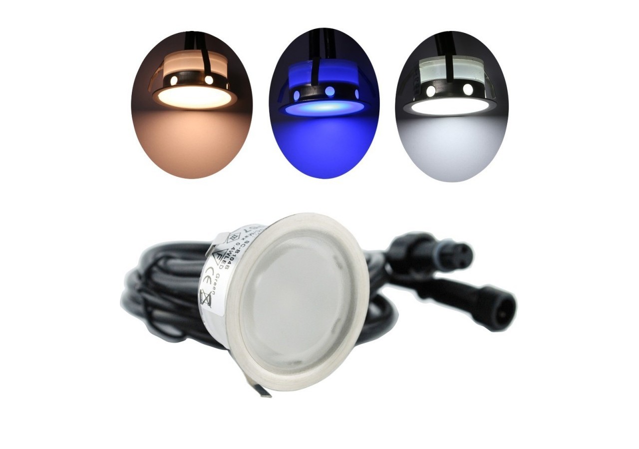 Kit 6 spots LED encastrables au sol diamètre 40x20mm 0,4W 12V-DC IP67 - BA50002-BC - Barcelona LED