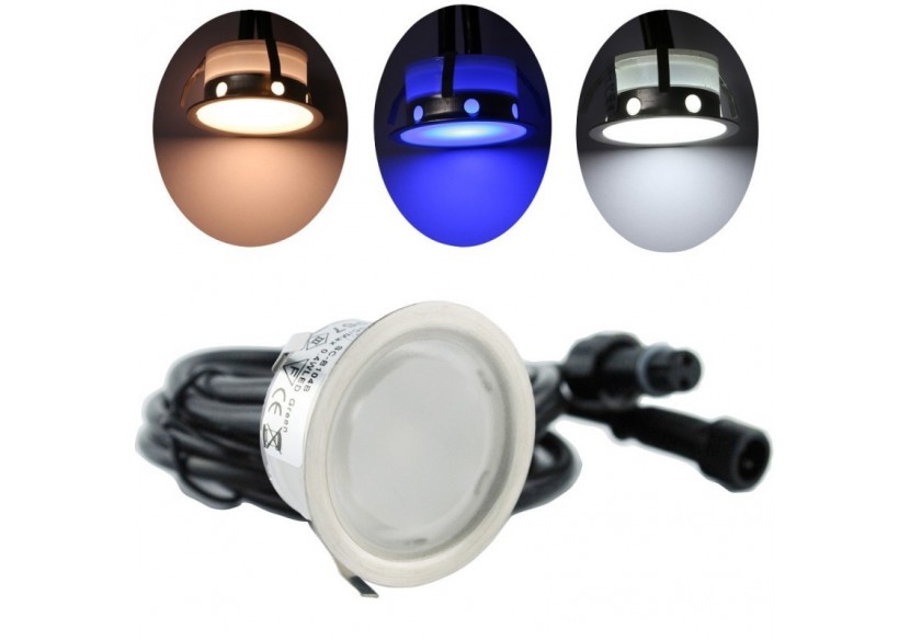 Kit 6 spots LED encastrables au sol diamètre 40x20mm 0,4W 12V-DC IP67 - BA50002-BC - Barcelona LED