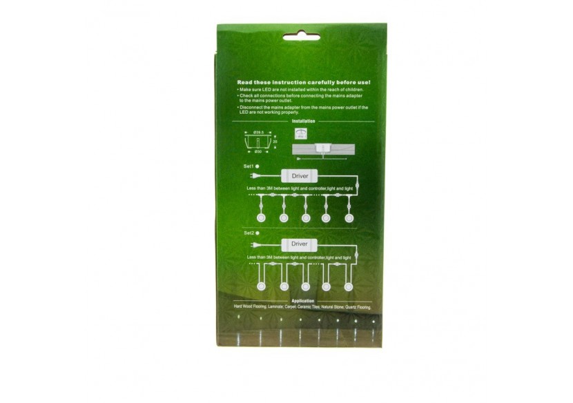 Kit 6 spots LED encastrables au sol diamètre 40x20mm 0,4W 12V-DC IP67 - BA50002-BC - Barcelona LED