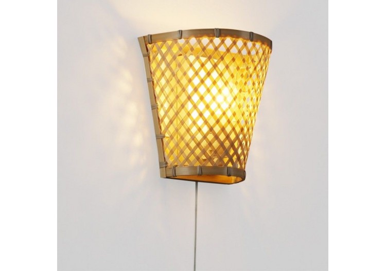Applique murale en osier avec prise "PANI" - LM166-EU - Barcelona LED