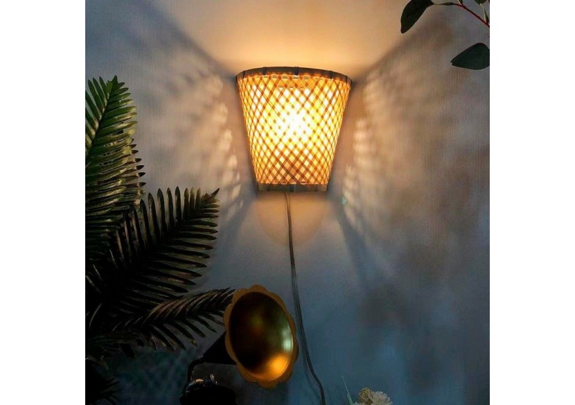 Applique murale en osier avec prise "PANI" - LM166-EU - Barcelona LED