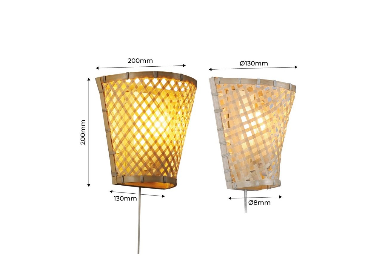 Applique murale en osier avec prise "PANI" - LM166-EU - Barcelona LED