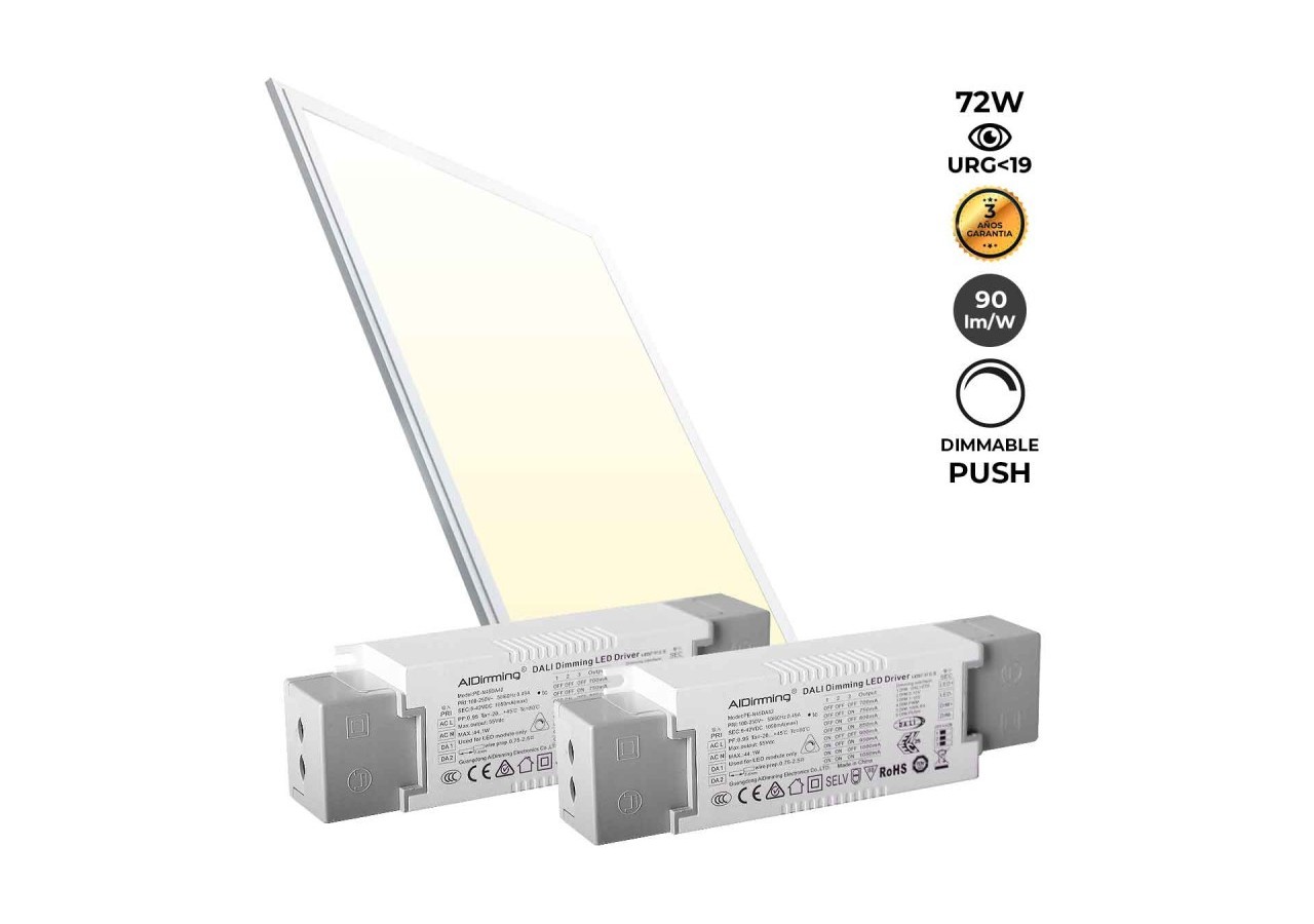 Panneau LED encastrable 120x60-Dimmable PUSH-72W-UGR19 - K5234-PUSH-BC - Barcelona LED
