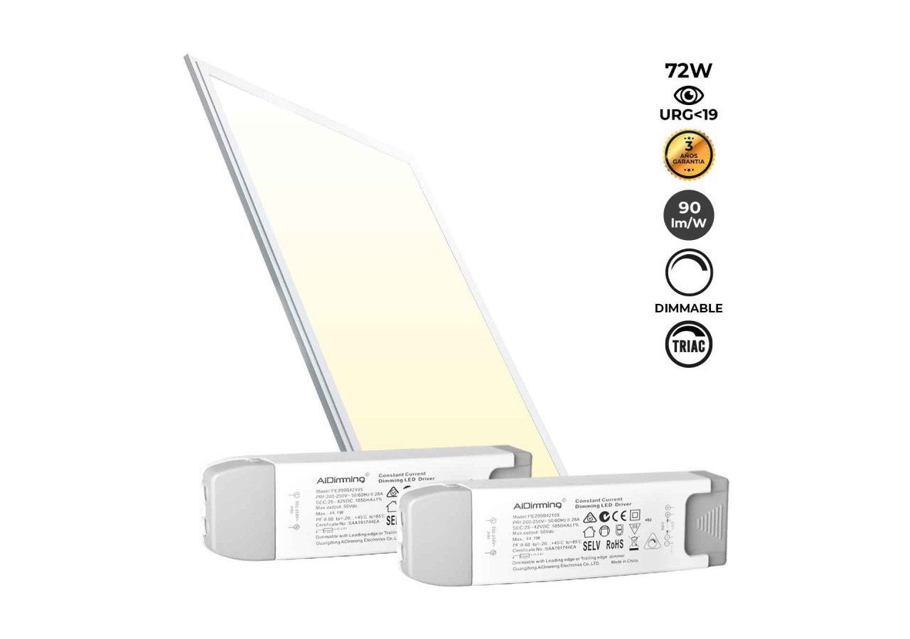 Panneau LED encastrable 120x60-Dimmable TRIAC-72W-UGR19 - K5234-TRIAC-BC - Barcelona LED