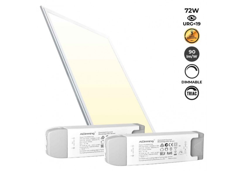 Panneau LED encastrable 120x60-Dimmable TRIAC-72W-UGR19 - K5234-TRIAC-BC - Barcelona LED