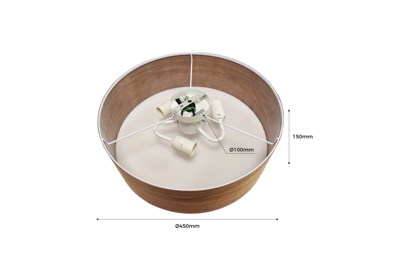 Plafonnier imitation bois "AGUDES"-3xE27-Inspiration "Paulmann" - LN1306-T - Barcelona LED