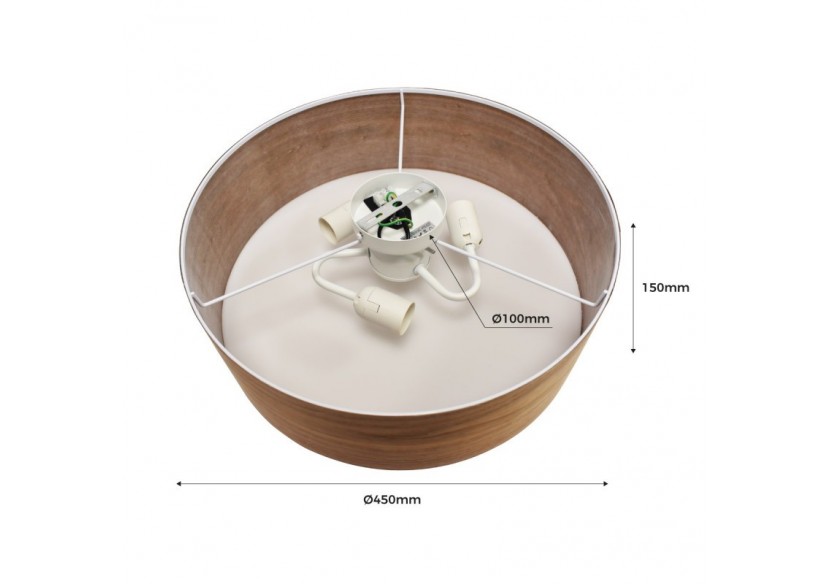 Plafonnier imitation bois "AGUDES"-3xE27-Inspiration "Paulmann" - LN1306-T - Barcelona LED