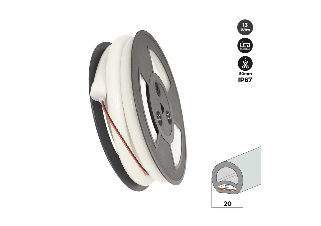 Néon LED flexible circulaire 360 degrés-24V DC-diamètre 20mm-5 mètres-13W/m-Kit complet-IP67 - N20D-5M-BF - Barcelona LED
