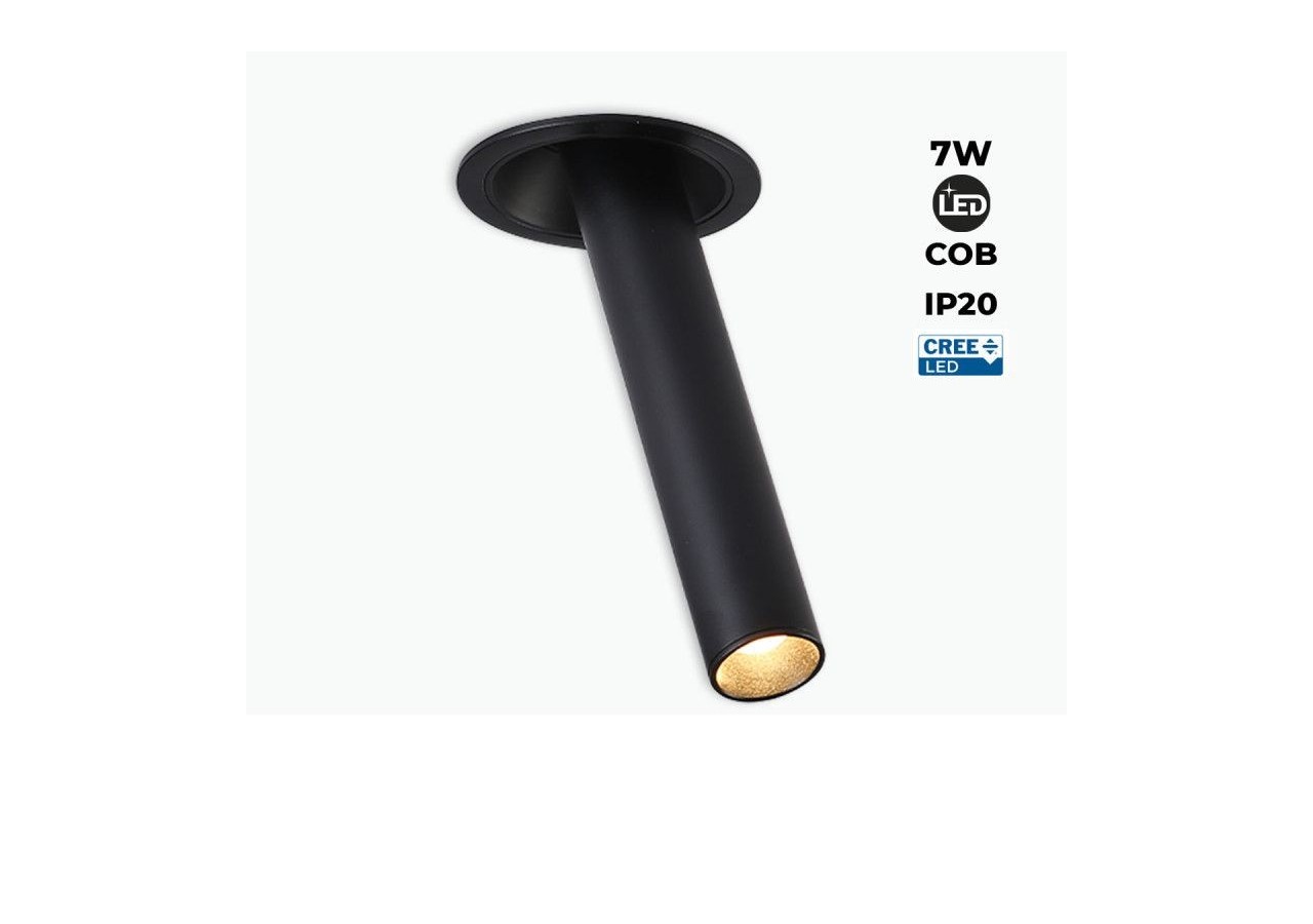 Spot LED encastré orientable "ALAI"-Zoom-200mm-2800K-LED COB-Puce Cree-7W - B861-N - Barcelona LED
