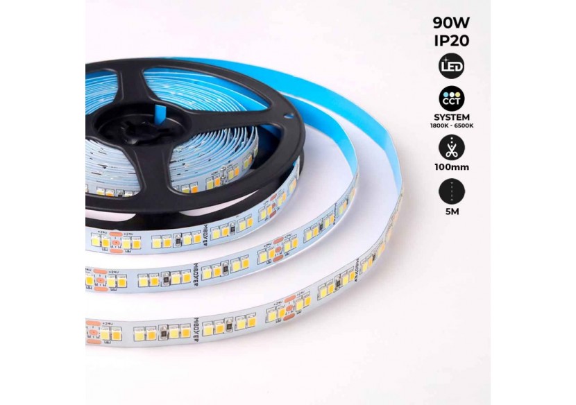 Ruban LED 24V-DC-90W-température de couleur réglable CCT-1800-6500K-SMD2835-Rouleau de 5 mètres - B1515-D - Barcelona LED