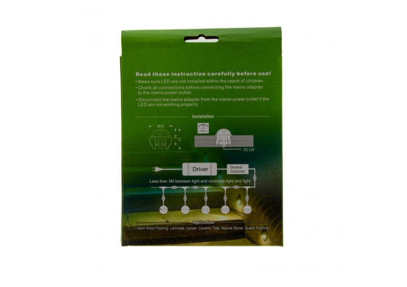 Kit 6 spots LED encastrables 0,4W IP67 pour escalier - BA50005-AZ - Barcelona LED