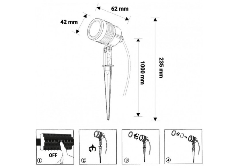 Spot LED sur piquet 6W IP65 - L5044 - Barcelona LED