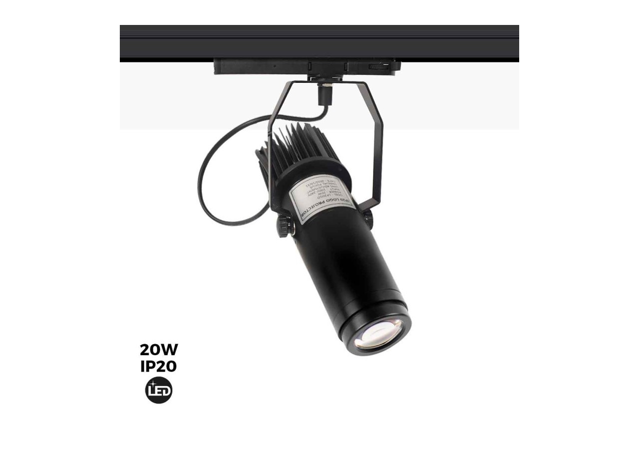 Projecteur LED de logo GOBO triphasé sur rail-20W-intérieur-IP20 - BLP20I-TRI-F - Barcelona LED