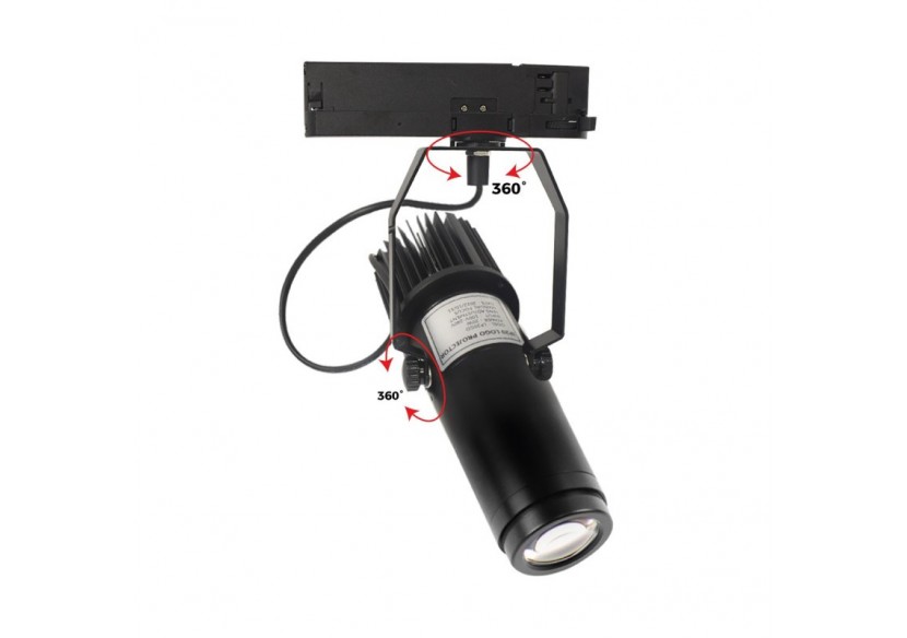 Projecteur LED de logo GOBO triphasé sur rail-20W-intérieur-IP20 - BLP20I-TRI-F - Barcelona LED