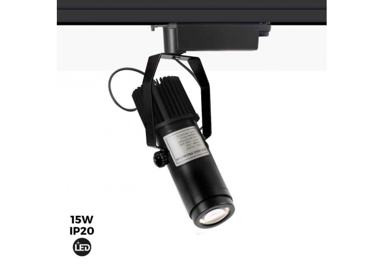 Projecteur LED de logo GOBO monophasé sur rail-15W-intérieur-IP20 - BLP15I-MON-F - Barcelona LED