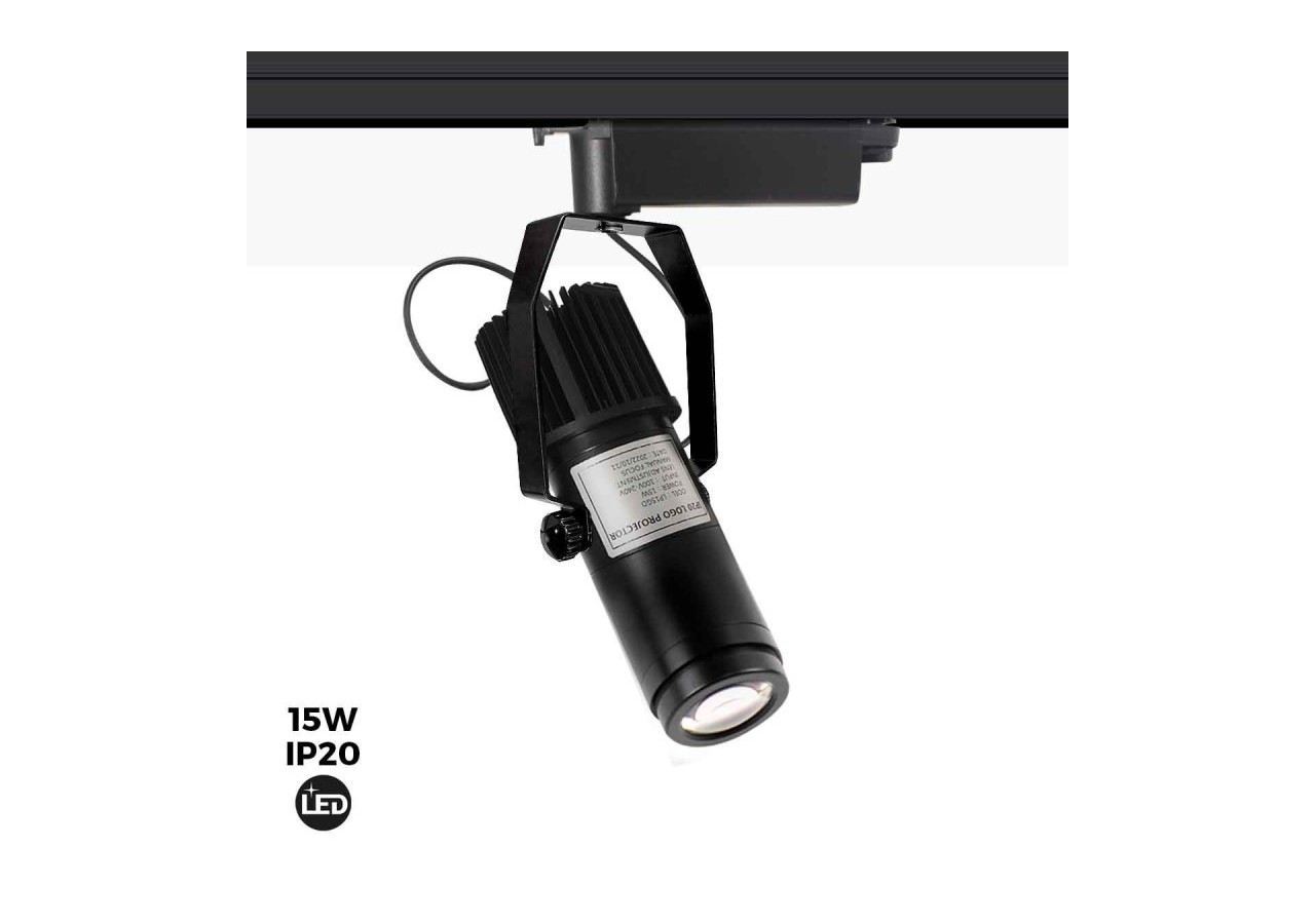 Projecteur LED de logo GOBO monophasé sur rail-15W-intérieur-IP20 - BLP15I-MON-F - Barcelona LED