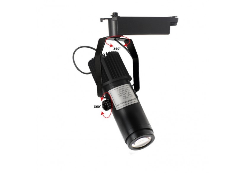 Projecteur LED de logo GOBO monophasé sur rail-15W-intérieur-IP20 - BLP15I-MON-F - Barcelona LED