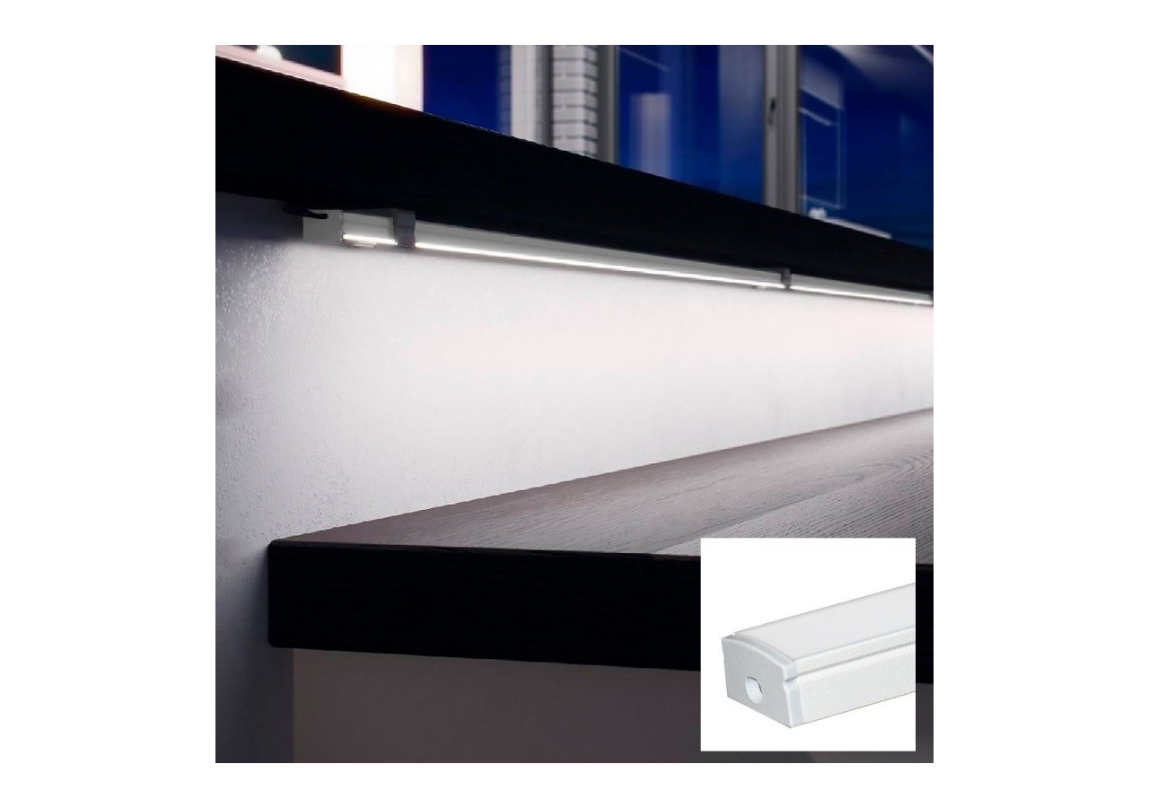 Profilé saillie en aluminium pour bande LED avec diffuseur-17x8mm-4 clips-2 embouts-2m - KPERF17X8-B - Barcelona LED