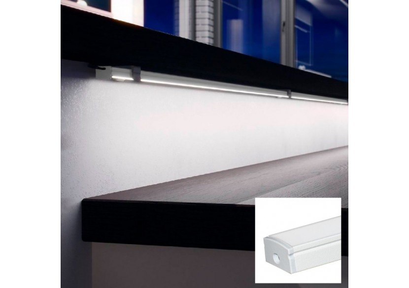 Profilé saillie en aluminium pour bande LED avec diffuseur-17x8mm-4 clips-2 embouts-2m - KPERF17X8-B - Barcelona LED