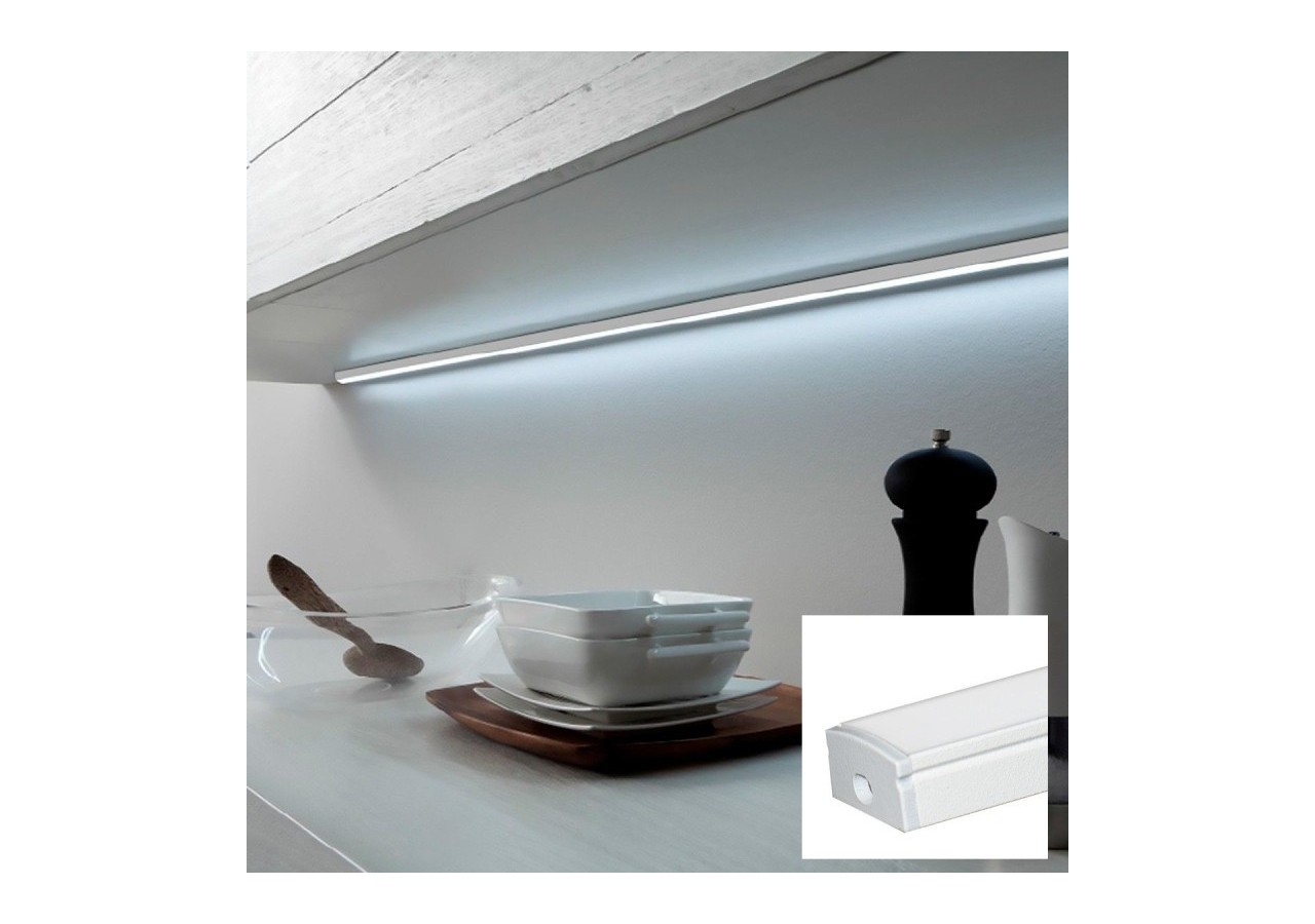 Profilé saillie en aluminium pour bande LED avec diffuseur-17x8mm-4 clips-2 embouts-2m - KPERF17X8-B - Barcelona LED