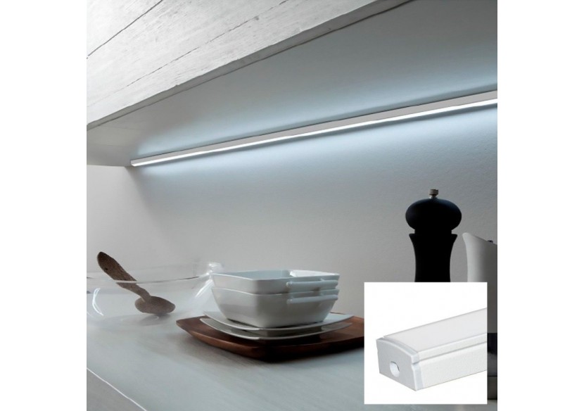 Profilé saillie en aluminium pour bande LED avec diffuseur-17x8mm-4 clips-2 embouts-2m - KPERF17X8-B - Barcelona LED