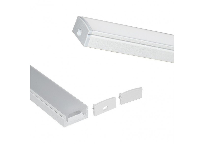 Profilé saillie en aluminium pour bande LED avec diffuseur-17x8mm-4 clips-2 embouts-2m - KPERF17X8-B - Barcelona LED