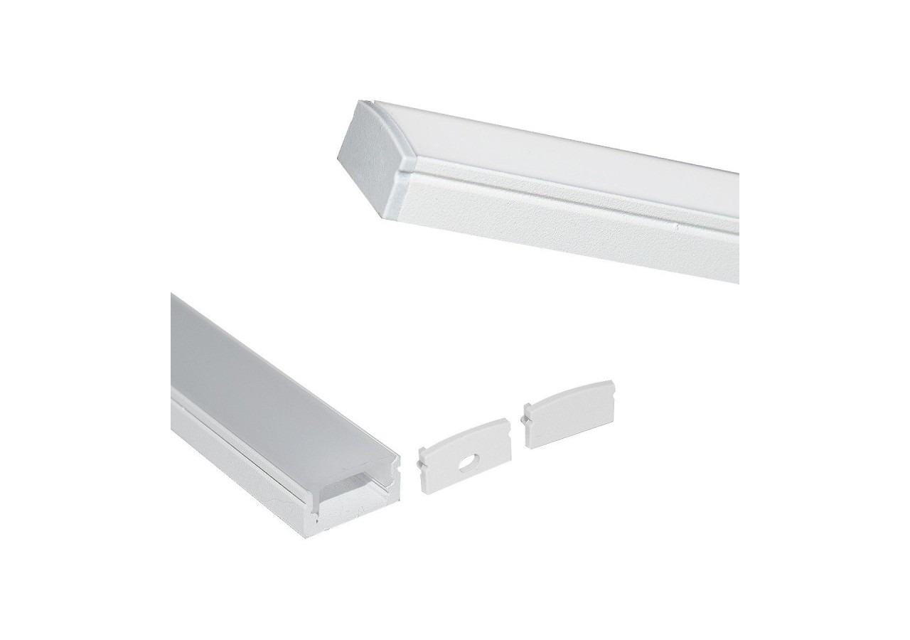 Profilé saillie en aluminium pour bande LED avec diffuseur-17x8mm-4 clips-2 embouts-2m - KPERF17X8-B - Barcelona LED